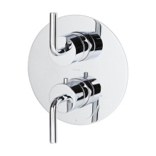 Lacava 15TH2.C.R-A-CR - TRIM ONLY - Thermostat w 2-way diverter + OFF, GPM 6.1 (43.5PSI) curved lever handls on round knob