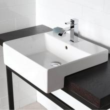 Lacava 5063A-00-001 - Semi-recessed porcelain Bathroom Sink with anoverflow.