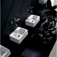 Lacava 5088-00-001 - Wall-mount or above-counter porcelain Bathroom Sink with an overflow, unfinished back.