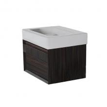 Lacava LUC-W-17-33 - Wall-mount under-counter vanity with finger pulls on one drawer, the drawer has U-shaped notch for