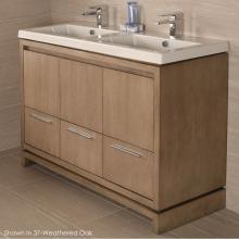 Lacava AQS-F-48-54T1 - Free-standing under-counter vanity with finger pulls across top doors and polished chrome pulls ac