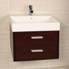 Lacava AQS-W-24-07 - Wall-mount under-counter vanity with two push-open drawers adorned with metal inserts and equipped