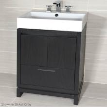 Lacava AQS-F-24-33 - Free-standing under-counter vanity with finger pulls across top doors and polished chrome pull acr