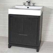 Lacava AQS-F-24-24 - Free-standing under-counter vanity with finger pulls across top doors and polished chrome pull acr