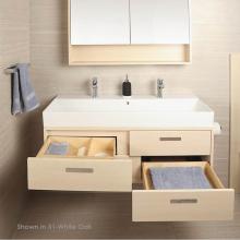 Lacava AQS-W-48S-07 - Wall-mount under-counter vanity with four push-open drawers adorned with metal inserts and equippe