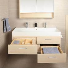 Lacava AQS-W-48S-07 - Wall-mount under-counter vanity with four push-open drawers adorned with metal inserts and equippe