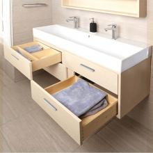 Lacava AQS-W-40-20 - Wall-mount under-counter vanity with four push-open drawers adorned with metal inserts and equippe