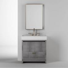 Lacava AQS-F-32-33 - Free-standing under-counter vanity with finger pulls across top doors and polished chrome pull acr