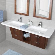 Lacava LIB-W-56-33 - Wall mount under counter vanity with two open cubbies, four flip open doors, LED light, and polish