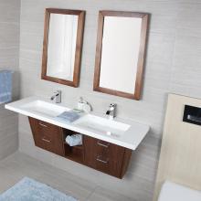 Lacava 5302S-02-001M - Wall-mount or vanity-top double Bathroom Sink made of solid surface with an overflow and decorativ