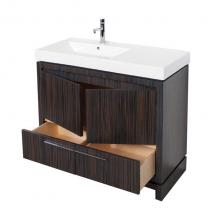 Lacava AQQ-F-36-02 - Free standing under counter vanity with finger pulls across top doors and polished chrome pulls ac