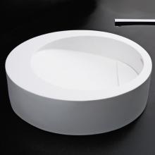 Lacava DE355-001M - Round solid surface vessel washbasin with overflow and decorative drain cover (drain not included)