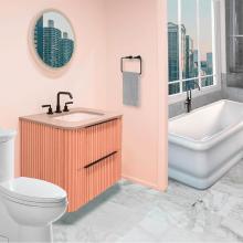 Lacava FLT-W-30-33 - Wall-mount under-counter vanity with rounded corners, fluted detailing and two drawers. Countertop