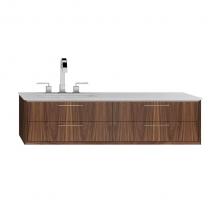 Lacava GEM-UN-48L-02 - Cabinet of wall-mount under-counter vanity featuring three drawers and solid surface countertop wi