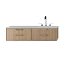 Lacava GEM-UN-48R-02 - Cabinet of wall-mount under-counter vanity featuring three drawers and solid surface countertop wi