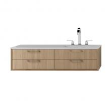 Lacava GEM-UN-48R-07 - Cabinet of wall-mount under-counter vanity featuring three drawers and solid surface countertop wi