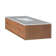 Lacava GEM-UN-48-02 - Cabinet of wall-mount under-counter vanity featuring five drawers and solid surface countertop wit