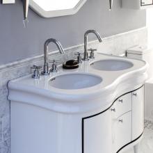 Lacava H253-01-001 - Wall-mount or vanity top double-bowl porcelain Bathroom Sink with an overflow