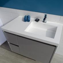 Lacava H263RT-01G - Vanity-top Bathroom Sink made of solid surface, with an overflow and decorative drain cover.