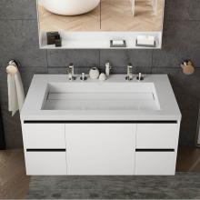 Lacava H264BT-01-001M - Vanity-top wide center-bowl Bathroom Sink made of solid surface, with an overflow and decorative d