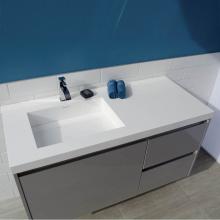 Lacava H264LT-00-001M - Vanity-top Bathroom Sink made of solid surface, with an overflow and decorative drain cover.