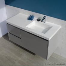 Lacava KUB-W-48R-06 - Wall-mounted undercounter vanity with  a large drawer on right and 2 small drawers on left