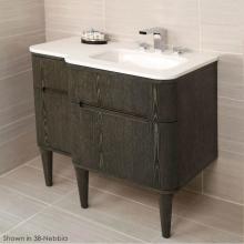 Lacava ELE-W-36R-20 - Wall-mount under counter vanity with three routed finger pull drawers .
