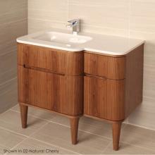 Lacava ELE-W-36L-02 - Wall-mount under counter vanity with three routed finger pull drawers .