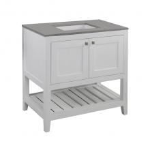 Lacava STL-F-36A-06 - Free standing under-counter vanity with two doors(knobs included) and slotted shelf in wood.