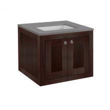 Lacava STL-W-24A-20 - Wall-mount under-counter vanity with two doors (knobs included).