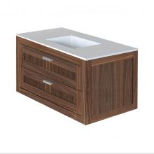 Lacava STL-W-36B-20 - Wall-mount under-counter vanity with two drawers (knobs included).
