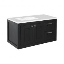 Lacava STL-W-36L-02 - Wall-mount under-counter vanity with two doors on the left and two drawers on the right.