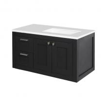 Lacava STL-W-36R-20 - Wall-mount under-counter vanity with two drawers on the left and two doors on the right.