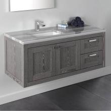 Lacava STL-W-48L-24 - Wall-mount under-counter vanity with two doors on the left and two drawers on the right.