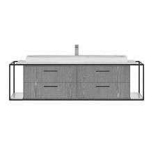 Lacava LIN-VS-60B-07 - Cabinet of wall-mount under-counter vanity LIN-VS-60B with four drawers (pulls included), metal fr