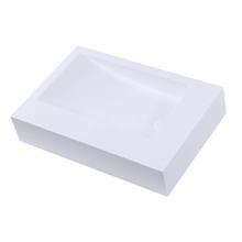 Lacava DE311LH-02-001M - Vessel Bathroom Sink with deck on the left, made of solid surface, with an overflow and decorative