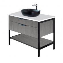 Lacava NAV-VS-36-07 - Cabinet of free standing under-counter vanity  with two wide drawers, bottom wood shelf and metal