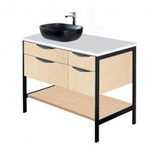 Lacava NAV-VS-36L-24 - Cabinet of free standing under-counter vanity with four drawers, bottom wood shelf and metal frame