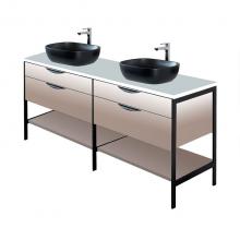 Lacava NAV-VS-60-24 - Cabinet of free standing under-counter vanity  with four drawers, two bottom wood shelves and meta