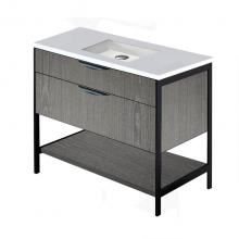 Lacava NAV-UN-36-54T1 - Cabinet of free standing under-counter vanity with two wide drawers, bottom wood shelf and metal f