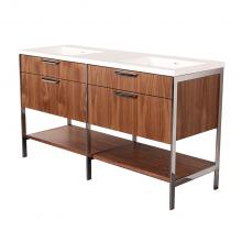 Lacava NAV-UN-60-02 - Cabinet of free standing under-counter vanity  with two drawers,  two bottom wood shelves and meta