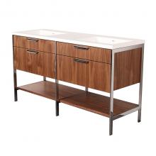 Lacava NAV-UN-60-07 - Cabinet of free standing under-counter vanity  with two drawers,  two bottom wood shelves and meta