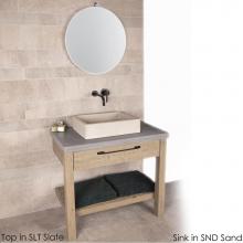 Lacava NTR-VS-36-46 - Floor-standing vanity with drawer and slotted bottom shelf.