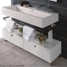 Lacava PLA-ST-40B-07 - Free-standing bench with two drawers, polished chrome pulls and polished stainless steel legs incl