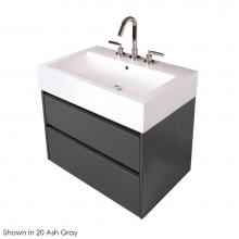 Lacava PUN-W-28-07 - Wall-mount under-counter vanity with two drawers and plumbing notch in back.