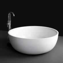 Lacava TUB06-G - Free-standing soaking bathtub made of white solid surface with a decorative solid surface drain