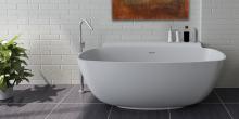 Lacava TUB07-001G - Free-standing soaking bathtub made of white solid surface with an overflow, net weight 286 lbs, wa