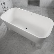 Lacava TUB12-M - Free-standing soaking bathtub made of white solid surface with an overflow and a decorative solid