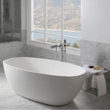 Lacava TUB14-G - Free-standing soaking bathtub made of white solid surface with an overflow and a decorative solid