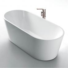 Lacava TUB15-001 - Free-standing soaking bathtub made of luster white acrylic with an overflow and polished chrome dr